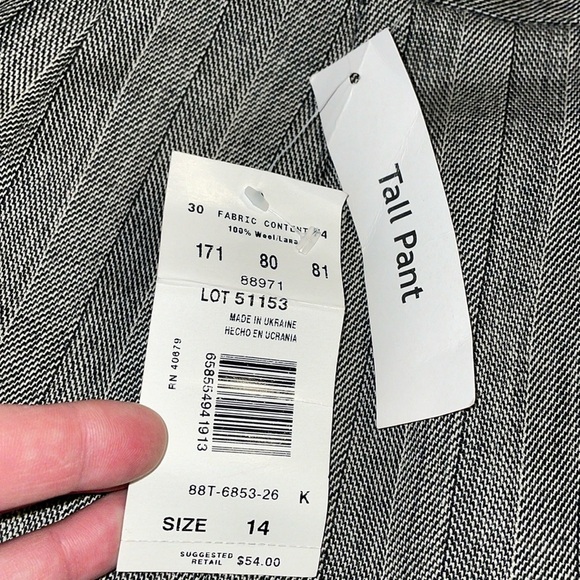 NWT Harve Bernard Wool Lined Pants.  Vintage.  Black/Gray Straight leg. 14 T - Picture 3 of 12